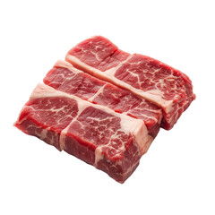 Fresh, raw, marbled beef steaks isolated on a transparent white background