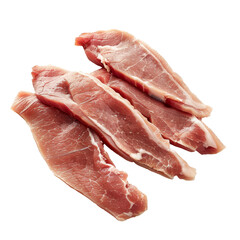 Fresh raw meat slices isolated on a transparent white background, perfect for culinary concepts
