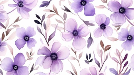 Purple flowers watercolor pattern