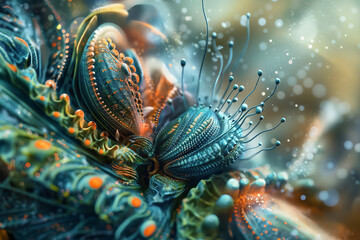 A fantastic world full of underwater coral-like creatures - obrazy, fototapety, plakaty