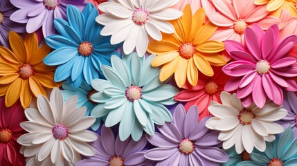 Whimsical Daisies in a Rainbow Gradient - obrazy, fototapety, plakaty