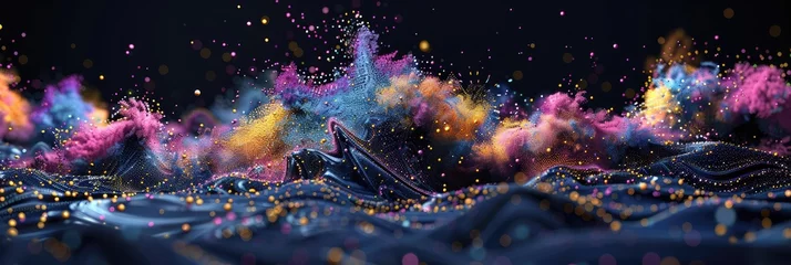 Fotobehang Vibrant explosion of colorful particles background © Simone