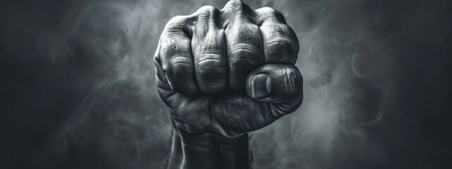 Powerful image of a clenched fist in black and white. Perfect for illustrating strength and determination