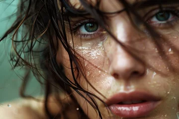 Foto op Aluminium A close up image of a woman with wet hair. Suitable for beauty and health concepts © Ева Поликарпова
