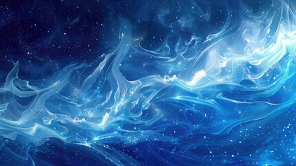 A vivid blue abstract background with a white wave