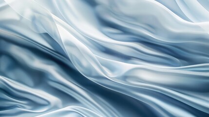 Abstract blue white luxury fabric wave background with copy space. Smooth liquid wave. Elegant shiny silk satin texture. Suit for wallpaper, cover, header, desktop, web, flyer. - obrazy, fototapety, plakaty