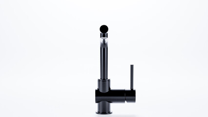 Modern black wash basin mixer tap with strainer premium photo 3d render