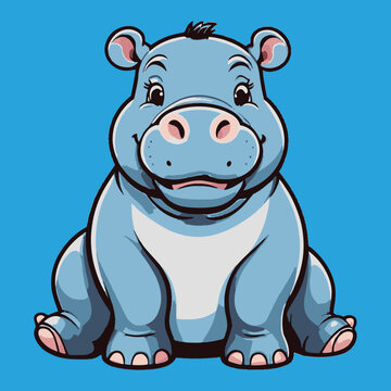 cute little hippo vector isolated