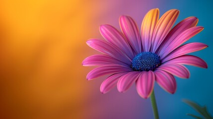  a pink flower with a blue center in front of a multicolored background with a blue center in the middle of the flower.