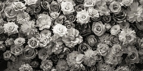 Black and white photo of flowers, suitable for various design projects