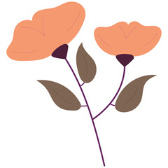 Decorative flower. Floral plant element for beautiful design. Simple form. Vector drawing.