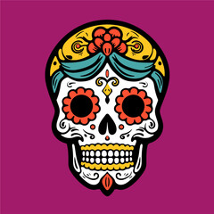 Mexican skull mascot icon vec...