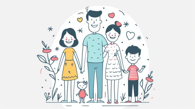 An illustration of a happy family character with a flat design