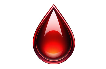 Fototapeta premium 3d icon of a red drop of blood isolated on a transparent background. PNG element of graphic design for concepts in hematology, medicine and biochemistry.