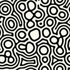 Vector seamless pattern. Modern stylish texture. Repeating geometric tiles with hand-drawn circular spots. Monochrome organic print. Contemporary graphic design.