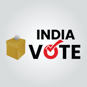 llustration of  voting sign of India.Indian General Election illustration vector image or Vote on elections in the India with the ballot box
