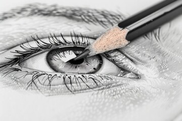 Detailed pencil drawing of an eye, suitable for artistic projects - obrazy, fototapety, plakaty