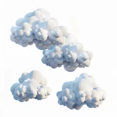 Schilderijen op glas Cloud material on white background,created with Generative AI tecnology. © henvryfo