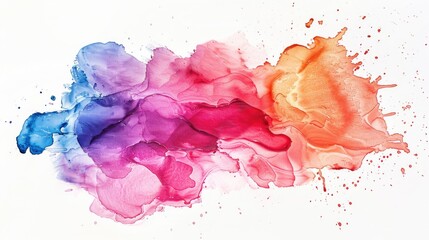 Close up of vibrant paint splatters on white surface. Perfect for artistic projects
