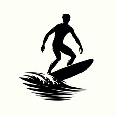 Surfer Riding Wave, Adventure Sports Silhouette, Oceanic Lifestyle