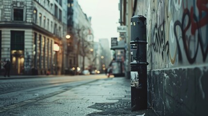 Urban city street with graffiti art, suitable for backgrounds or street art concepts