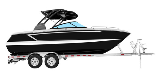 Black yacht on trailer