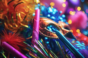 Colorful party decorations up close, perfect for event planning