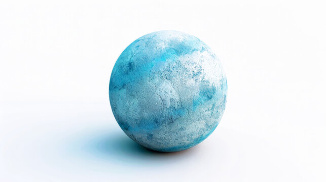 blue Uranus or moon on white background with free space