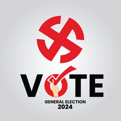 Obraz premium llustration of hand with voting sign of India.Indian General Election illustration vector image or Vote on elections in the India with the ballot box.