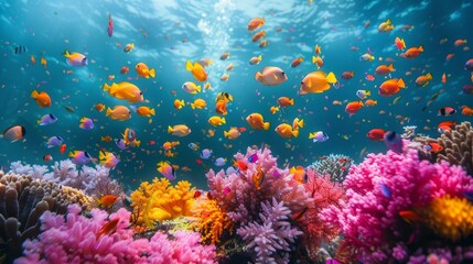 Fototapeta na wymiar Colorful Coral Reef at Underwater Depths