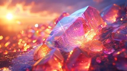 Diamond prism sparkle with optical iridescent refraction texture. Abstract gem streak filter. 3D realistic galaxy bright hologram effect.