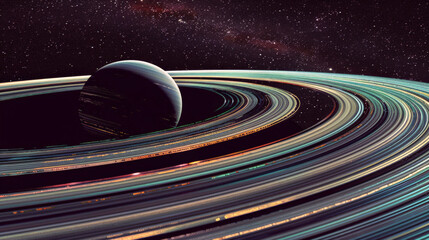 planets in space with rings 