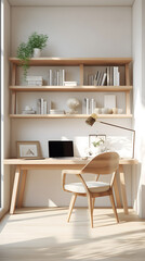 Fototapeta na wymiar The Art of Decluttering - A Minimalist Room Offering a Serene Working Environment