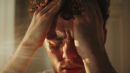 A man suffering from a strong headache