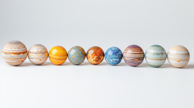 set of planets isolated on white background with free space