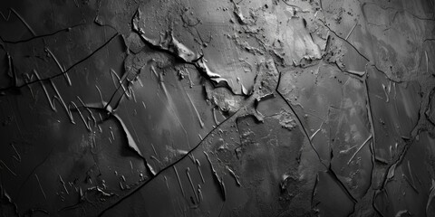 A textured cracked wall in black and white, perfect for backgrounds and design projects
