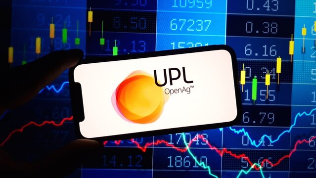 Konskie, Poland - March 16, 2024: UPL Limited company logo displayed on mobile phone
