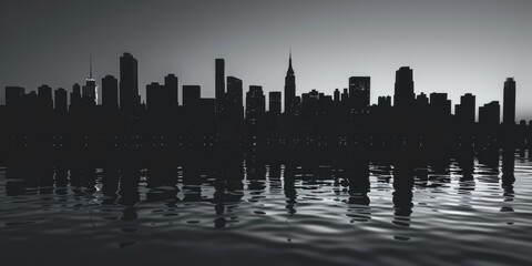 A stunning black and white city skyline image, perfect for urban concepts - Powered by Adobe