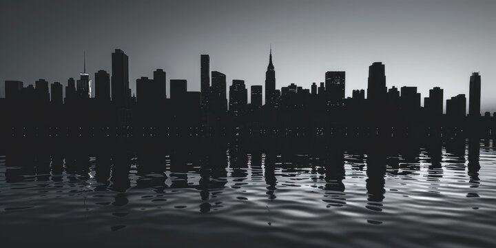 Fototapeta A stunning black and white city skyline image, perfect for urban concepts