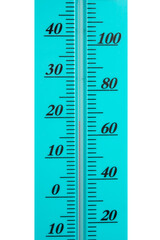 Atmospheric plastic meteorology thermometer isolated on white background.