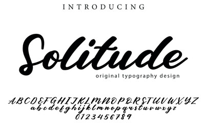 Solitude Font Stylish brush painted an uppercase vector letters, alphabet, typeface
