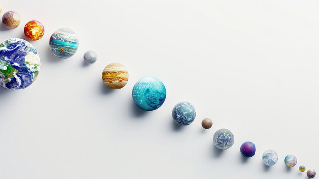 planets balls on white