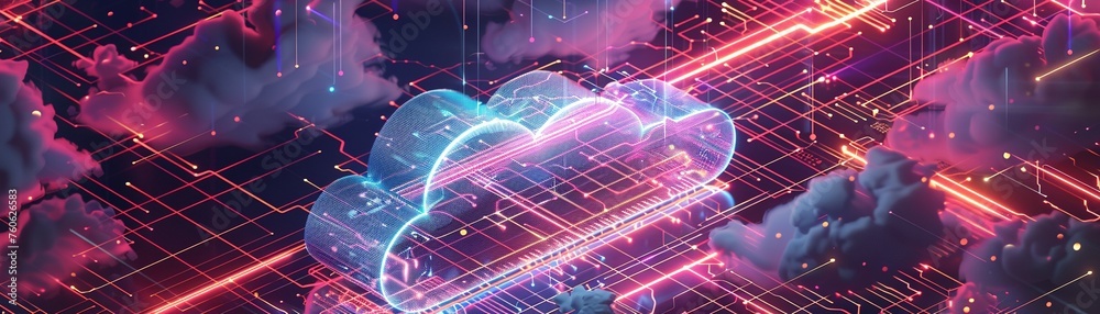 Wall mural cloud computing infrastructure visualized - Wall murals