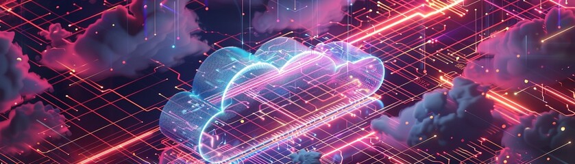 Cloud computing infrastructure visualized - obrazy, fototapety, plakaty