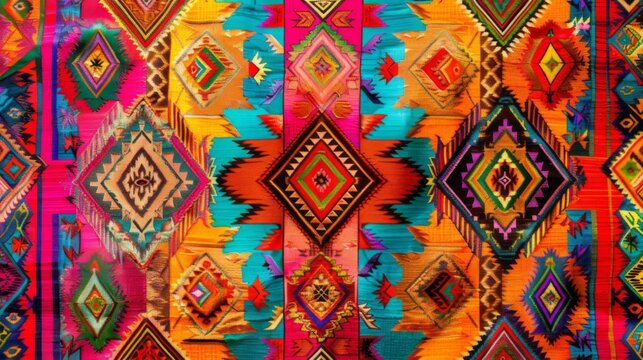 South American fabric pattern. Traditional vivid beautifully folded textile with ornaments