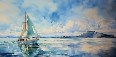 Sailboat Sailing in the Ocean