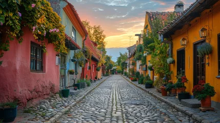 Foto auf Acrylglas Cobblestone Street in an Old European Village © yganko