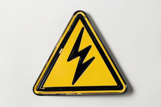 A yellow and black sign with a lightning bolt symbol. Perfect for safety and warning concepts