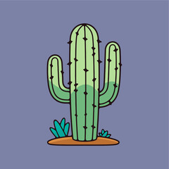 saguaro cactus plant icon vec...