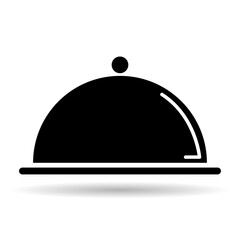 Waiter tray shadow icon, dish menu restaurant web symbol, lunch design vector illustration